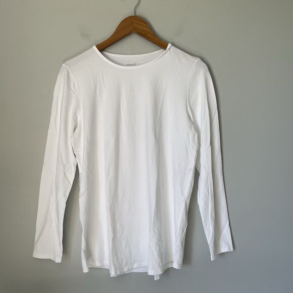 J. Jill Tops - Purejill by J. Jill Pima Stretch-Cotton Shirttail Tee White 3/4 Sleeve Size Med.